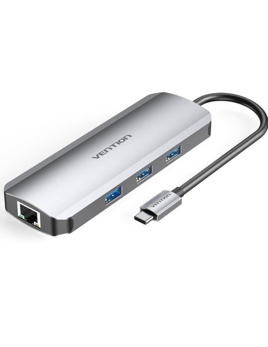 Docking USB Tipo-C Vention TOKHB/ 1xHDMI 4K/ 3xUSB/ 1xUSB Tipo-C PD/ 1xRJ45/ 1xLector Tarjetas SD y MicroSD/ Gris Docking USB Tipo-C Vention TOKHB/ 1xHDMI 4K/ 3xUSB/ 1xUSB Tipo-C PD/ 1xRJ45/ 1xLector Tarjetas SD y MicroSD/ Gris