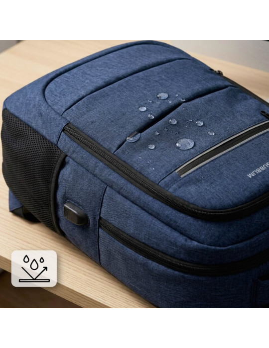 Mochila Subblim City Plus 26L Backpack para Portátiles hasta 16"/ Puerto USB/ Azul