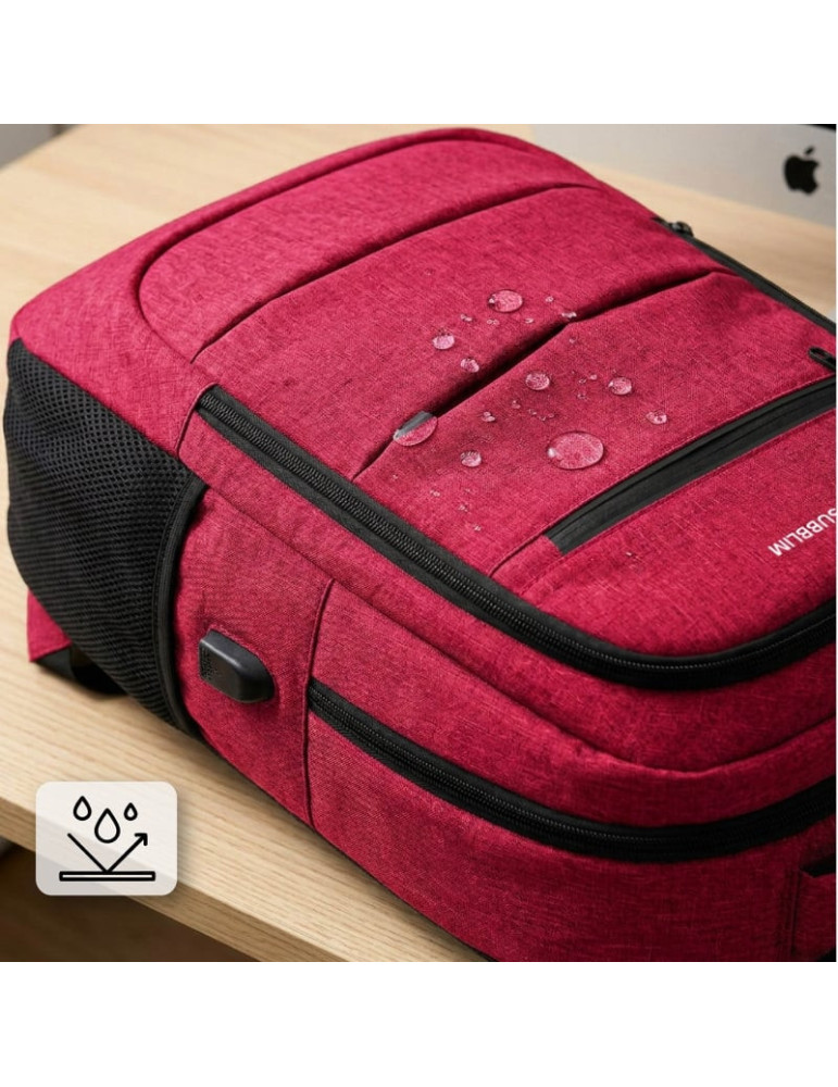 Mochila Subblim City Plus 26L Backpack para Portátiles hasta 15.6"/ Puerto USB/ Roja
