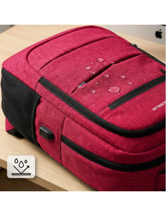 Mochila Subblim City Plus 26L Backpack para Portátiles hasta 15.6"/ Puerto USB/ Roja