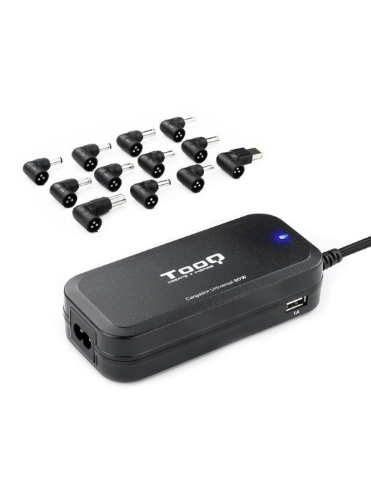Cargador de Portátil TooQ TQLC-90BS02AT/ 90W/ Automático/ 12 Conectores/ Voltaje 12-20V/ 1 USB Cargador de Portátil TooQ TQLC-90BS02AT/ 90W/ Automático/ 12 Conectores/ Voltaje 12-20V/ 1 USB