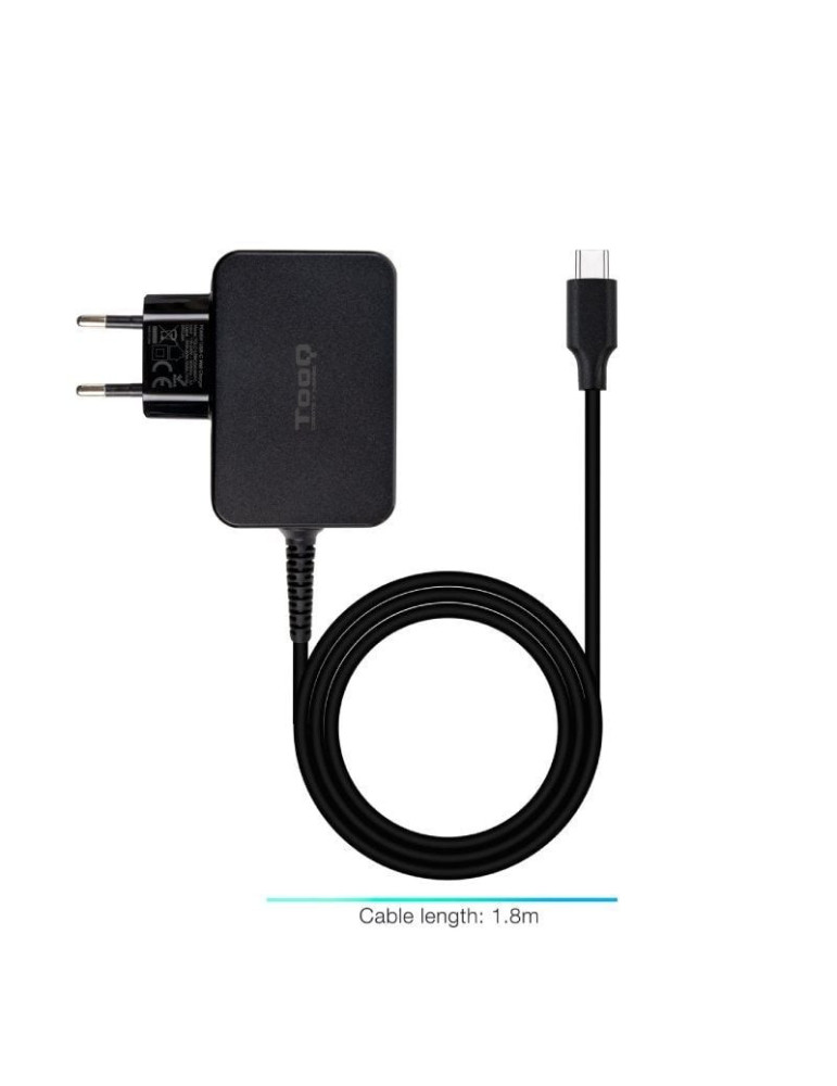 Cargador de Portátil GaN TooQ TQLC-USBCGAN65PD USB Tipo-C/ 65W/ Automático/ Voltaje 5-20V