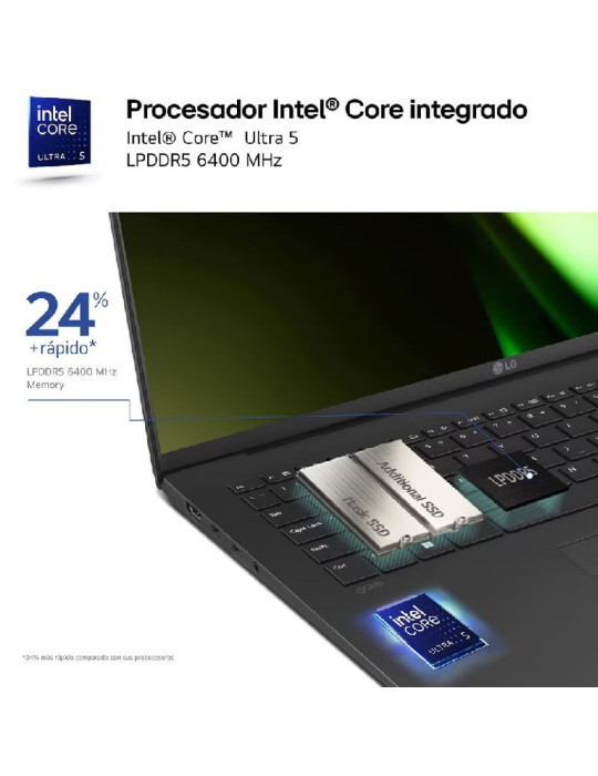 Portátil LG Gram 14ZB90S-G.AX55BN Intel Core Ultra 5-115U/ 16GB/ 512GB SSD/ 14"/ Sin Sistema Operativo