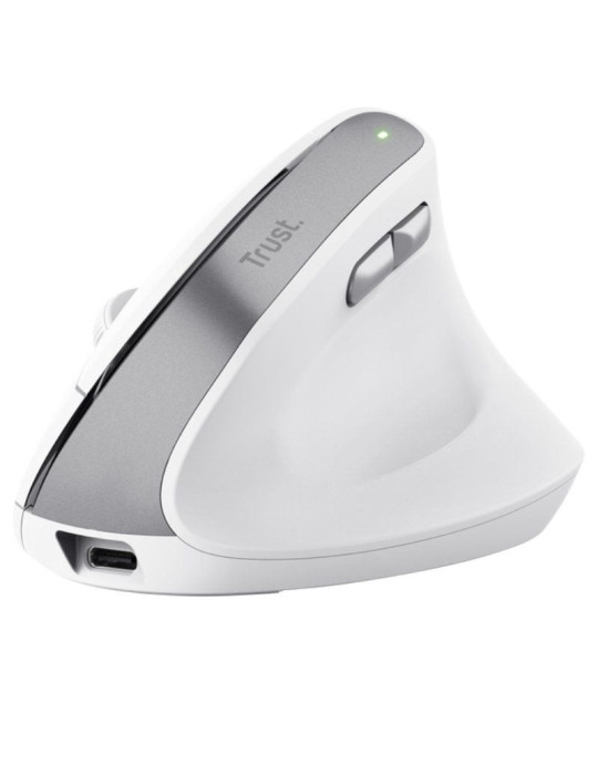 Ratón Vertical Inalámbrico Trust Bayo II/ Batería recargable/ Hasta 2400 DPI/ Blanco