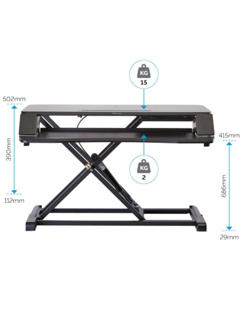 Soporte de Sobremesa Elevable Fellowes Sit-Stand Lotus Corsivo/ hasta 15kg/ Negro