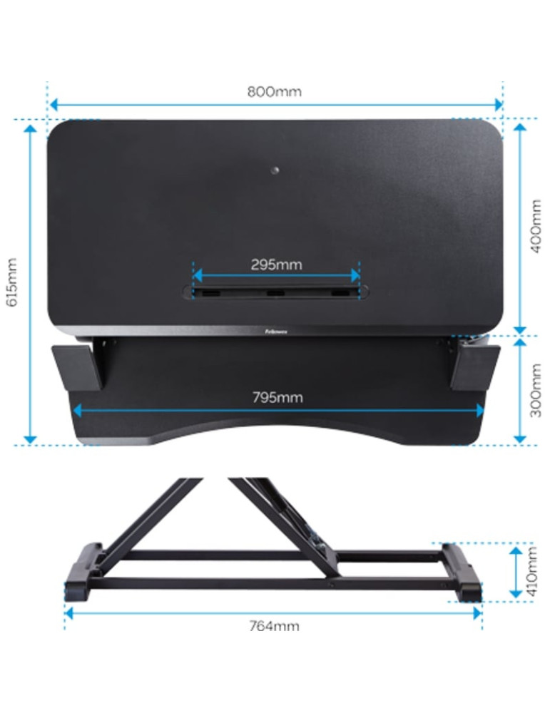 Soporte de Sobremesa Elevable Fellowes Sit-Stand Lotus Corsivo/ hasta 15kg/ Negro