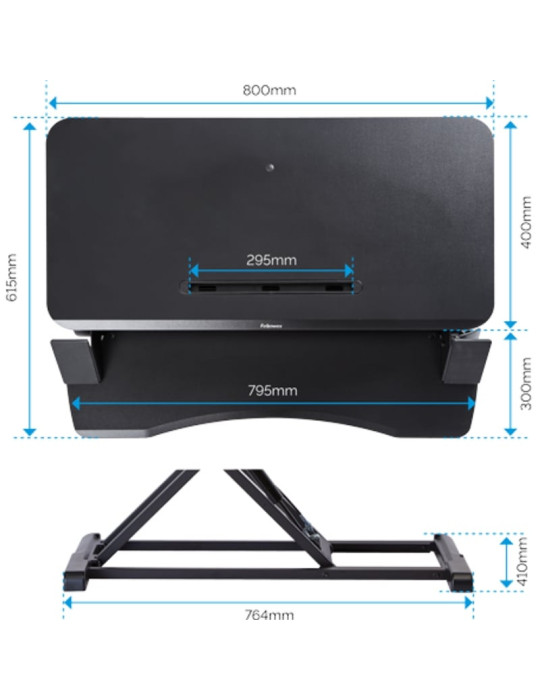 Soporte de Sobremesa Elevable Fellowes Sit-Stand Lotus Corsivo/ hasta 15kg/ Negro