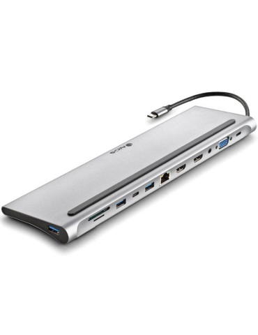 Docking USB Tipo-C NGS WonderDock12/ 3xUSB/ 2xHDMI 4K/ 1xVGA/ 1xRJ45/ 1xLector de Tarjetas/ 1xJack 3.5/ 1xUSB Tipo-C PD/ Gris