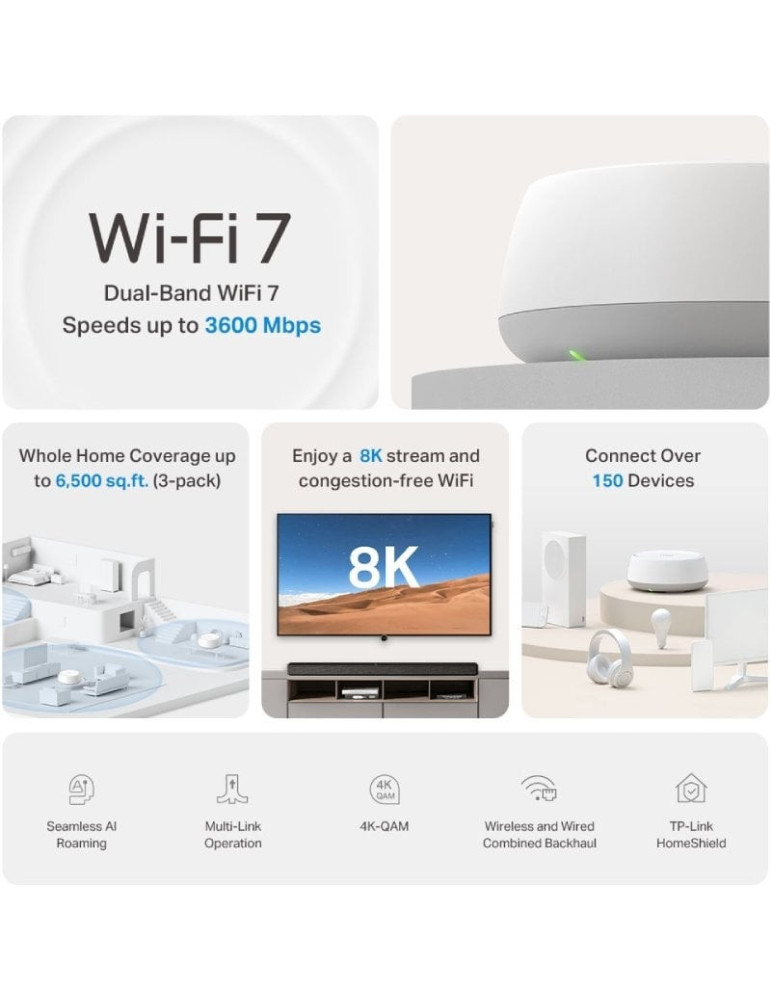 Sistema Mesh TP-Link Deco BE22 3600Mbps/ 2.4GHz 5GHz/ Pack de 2