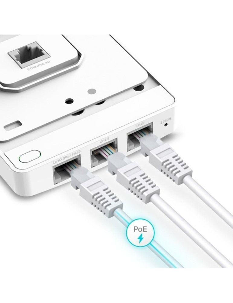 Punto de Acceso Inalámbrico TP-Link Omada EAP615-WALL/ WiFi 6/ PoE/ 1800Mbps/ 2.4GHz 5GHz/ Antenas de 4dBi/ WiFi 802.11 ax/ac/a/