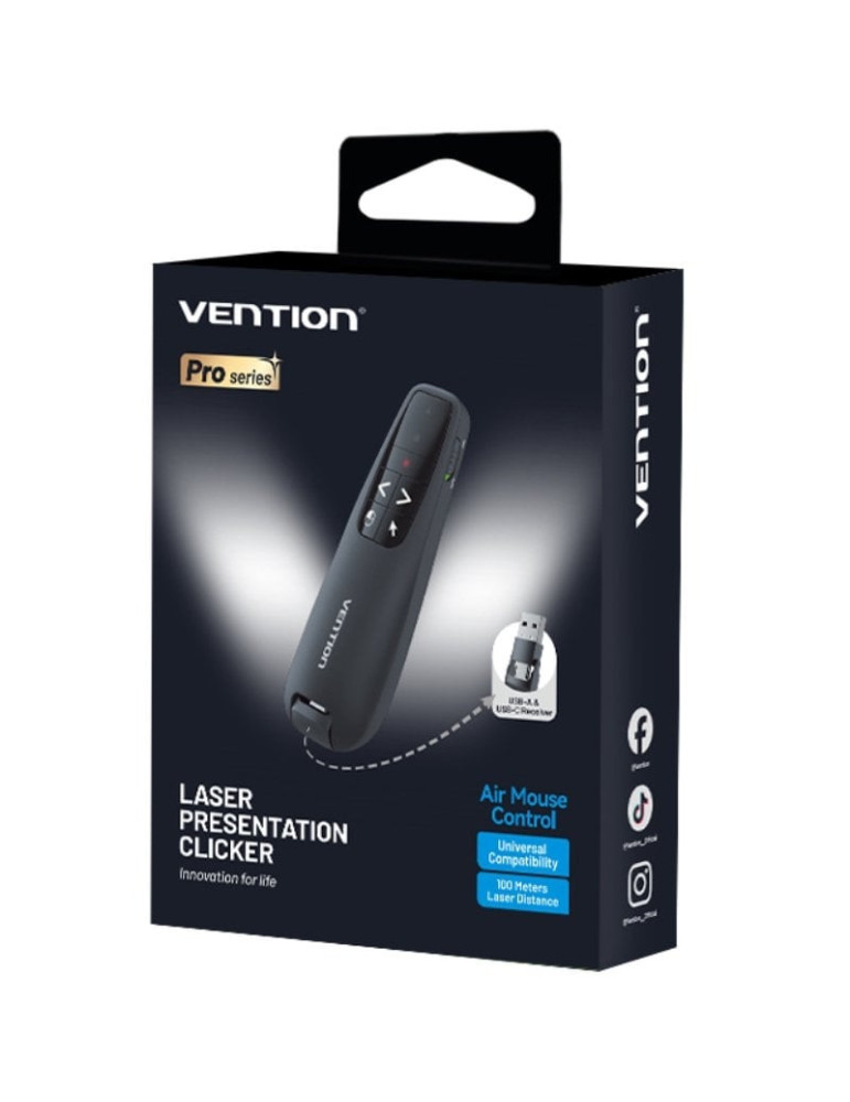 Presentador Inalámbrico Vention KQPB0-GL/ 2.4GHz/ Negro