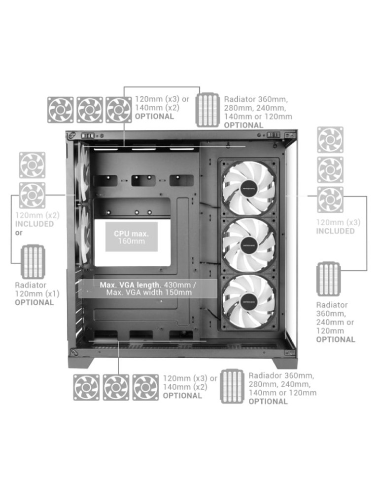 Caja Gaming Semitorre Mars Gaming MCVPRO