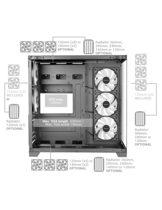 Caja Gaming Semitorre Mars Gaming MCVPRO