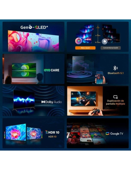 Televisor Metz QLED 43MQH7030Z 43"/ Full HD/ Smart TV/ WiFi