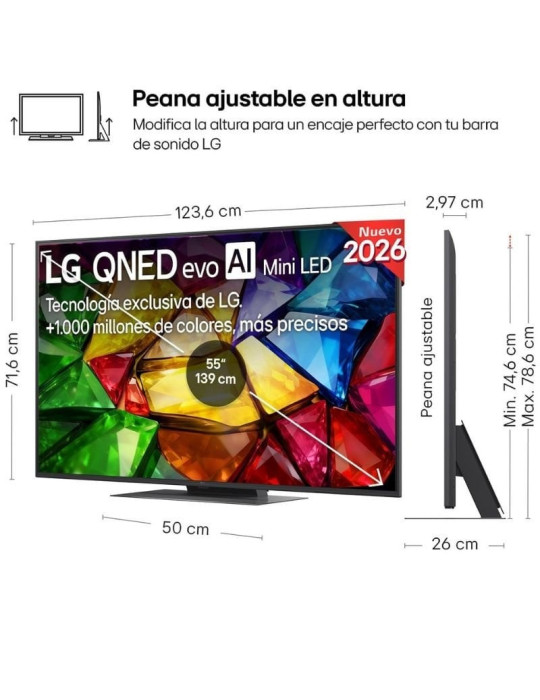 Televisor LG Micro RGB evo AI MRGB86 55MRGB86B6A 55"/ Ultra HD 4K/ Smart TV/ WiFi