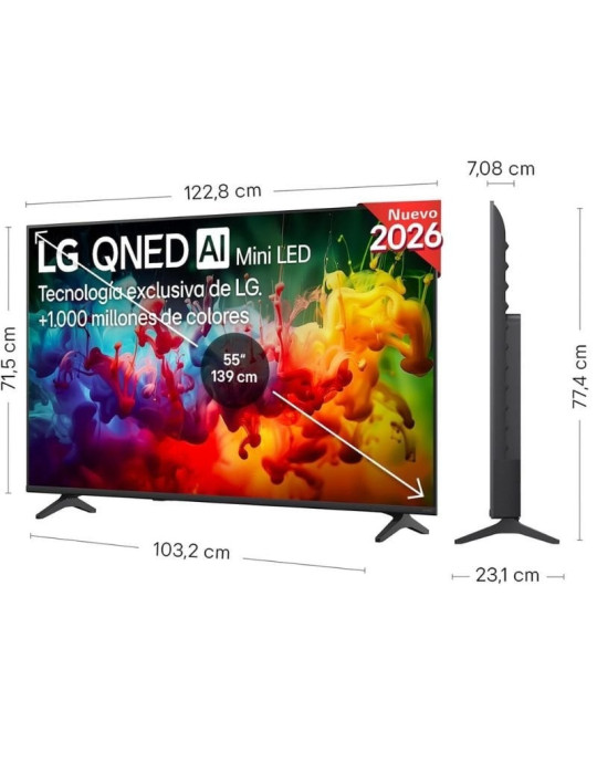 Televisor LG QNED evo AI QNED72 Mini LED 55QNED72B6B 55"/ Ultra HD 4K/ Smart TV/ WiFi