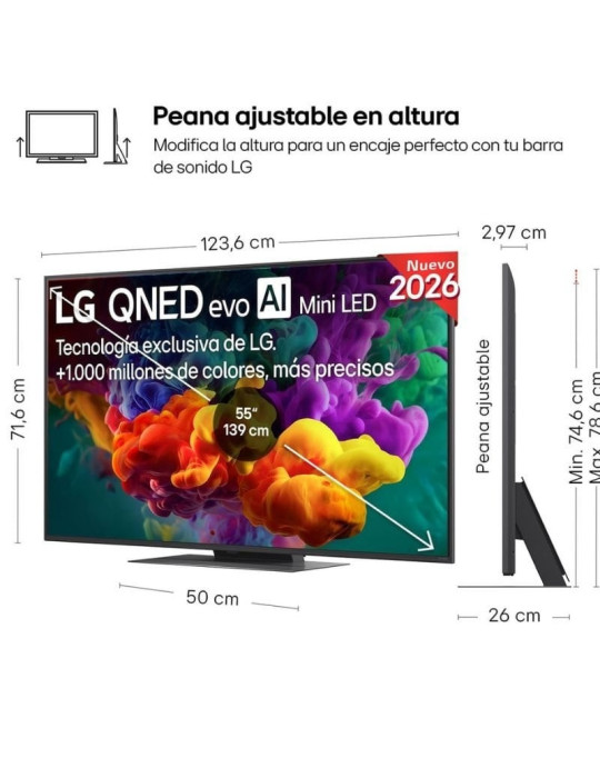 Televisor LG QNED evo AI QNED87 Mini LED 55QNED87B6A 55"/ Ultra HD 4K/ Smart TV/ WiFi