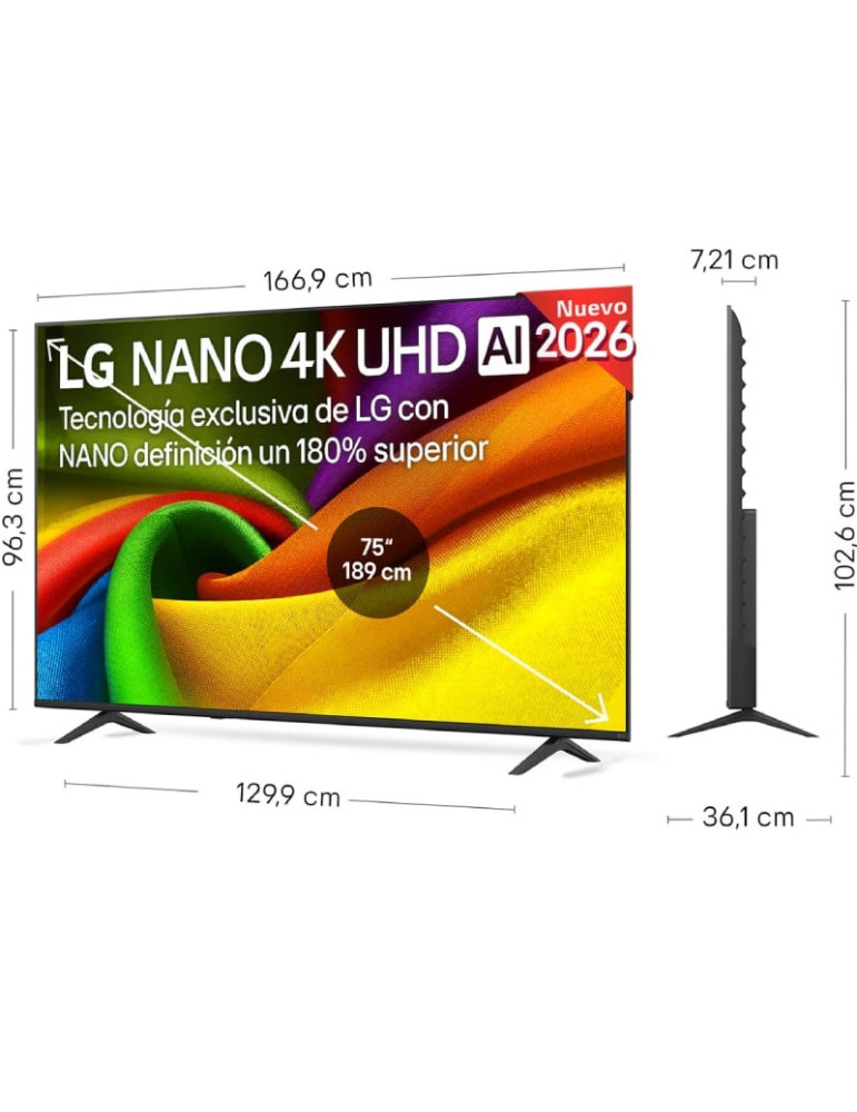 Televisor LG NanoCell 75NU8E0B3LA 75"/ Ultra HD 4K/ Smart TV/ WiFi/ Negro