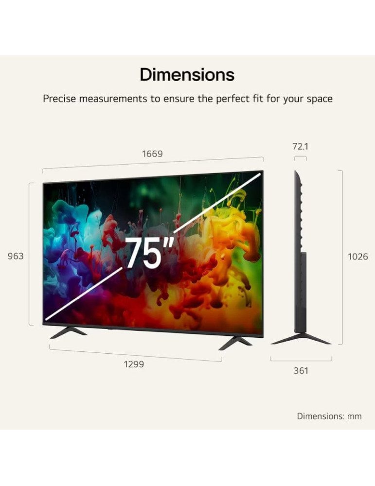 Televisor LG QNED MiniLED AI QNED72 75QNED72B6A 75"/ Ultra HD 4K/ Smart TV/ WiFi
