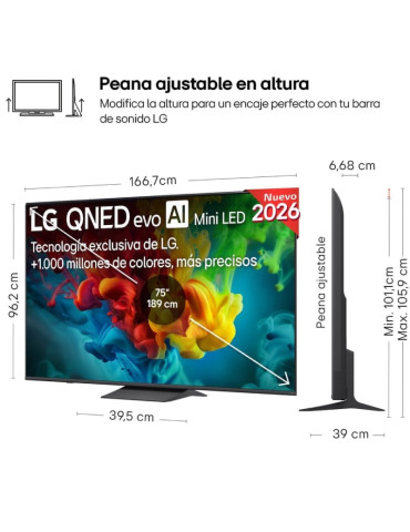Televisor LG QNED evo AI QNED83B Mini LED 75QNED83B6A 75"/ Ultra HD 4K/ Smart TV/ WiFi 2