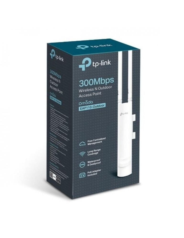 Punto de Acceso Inalámbrico TP-Link Omada EAP110-Outdoor V2 PoE 300Mbps/ 2.4GHz/ Antenas de 5dBi/ WiFi 802.11n/b/g