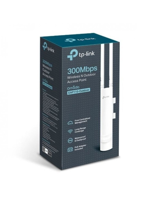 Punto de Acceso Inalámbrico TP-Link Omada EAP110-Outdoor V2 PoE 300Mbps/ 2.4GHz/ Antenas de 5dBi/ WiFi 802.11n/b/g