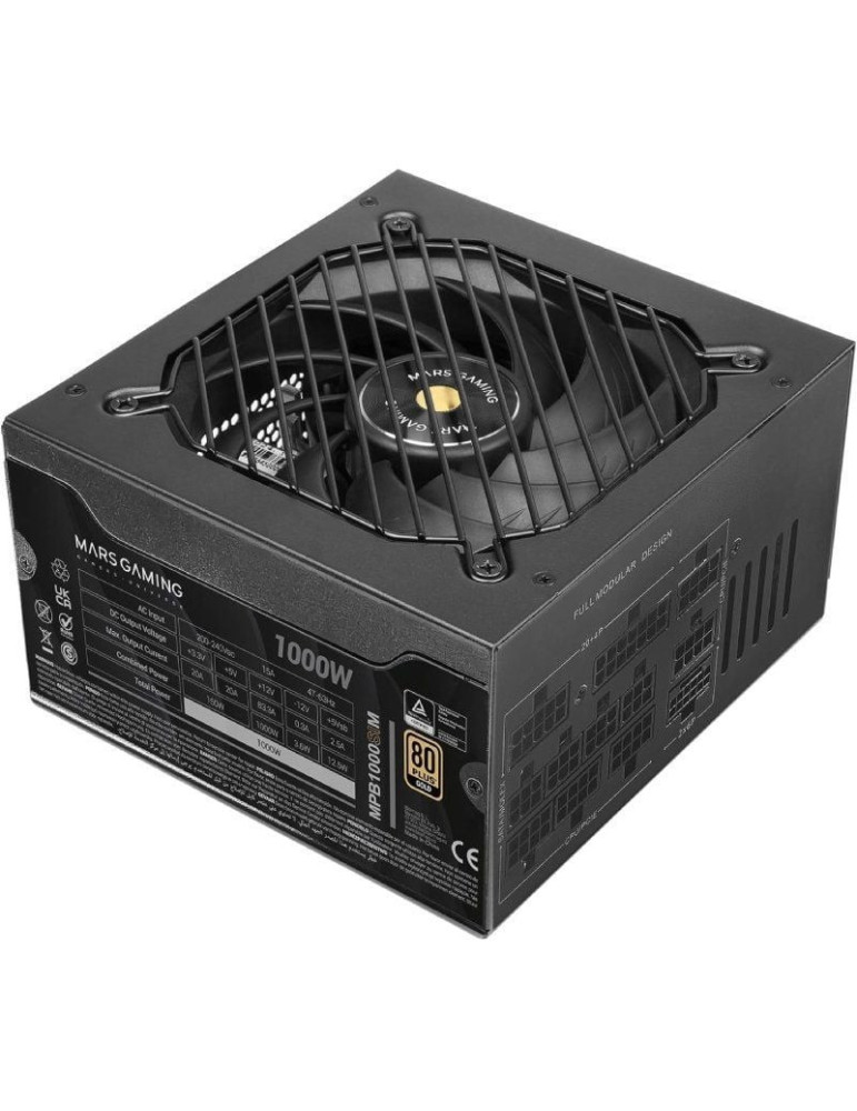 Fuente de Alimentación Mars Gaming MPB1000SIM/ 1000W/ Ventilador 14cm/ ATX 3.1/ PCIe 5.1/ 80 Plus Gold
