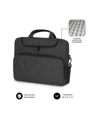 Maletín Subblim Air Padding para Portátiles hasta 14"/ Gris Oscuro