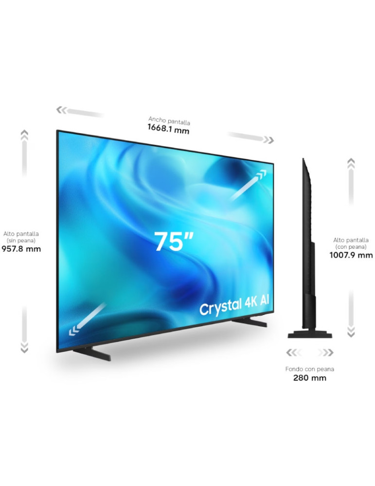 Televisor Samsung Crystal 4K AI U8075H 75"/ Ultra HD 4K/ Smart TV/ WiFi