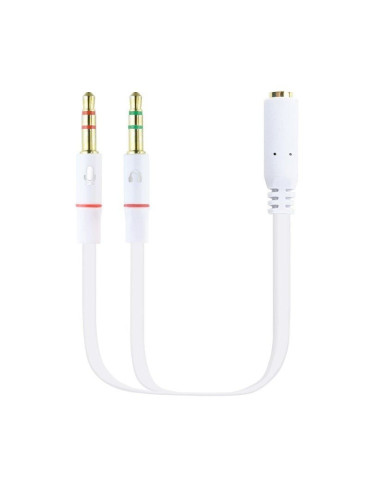 Cable Estéreo Nanocable 10.24.1203/ Jack 3.5 Hembra - 2x Jack 3.5 Macho/ 20cm/ Blanco
