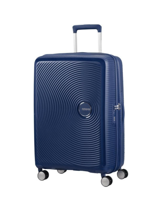 Maleta Mediana American Tourister SoundBox Spinner 67cm/ 67x46.5x29cm/ 4 Ruedas/ Azul Marino