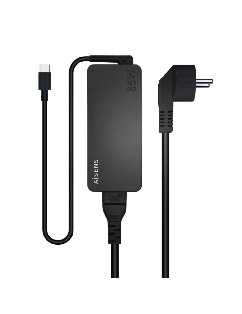 Cargador de Portátil Aisens ASCH-1PD65D-BK/ 1xUSB Tipo-C/ 65W/ Automatico/ Voltaje 5-20V