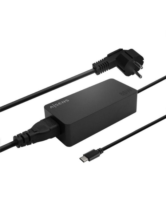 Cargador de Portátil Aisens ASCH-1PD65D-BK/ 1xUSB Tipo-C/ 65W/ Automatico/ Voltaje 5-20V