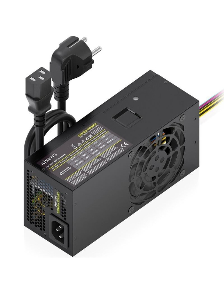 Fuente de Alimentación TFX Aisens ASPC-500TFX-PSEBK/ 500W/ Ventilador 8cm