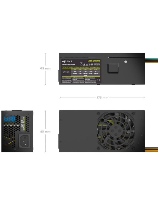 Fuente de Alimentación TFX Aisens ASPC-500TFX-SEOBK/ 500W/ Ventilador 8cm