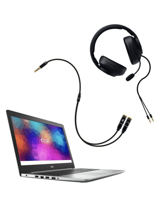 Cable Estéreo Nanocable 10.24.1202/ Jack 3.5 Macho - 2x Jack 3.5 Hembra/ 30cm/ Negro