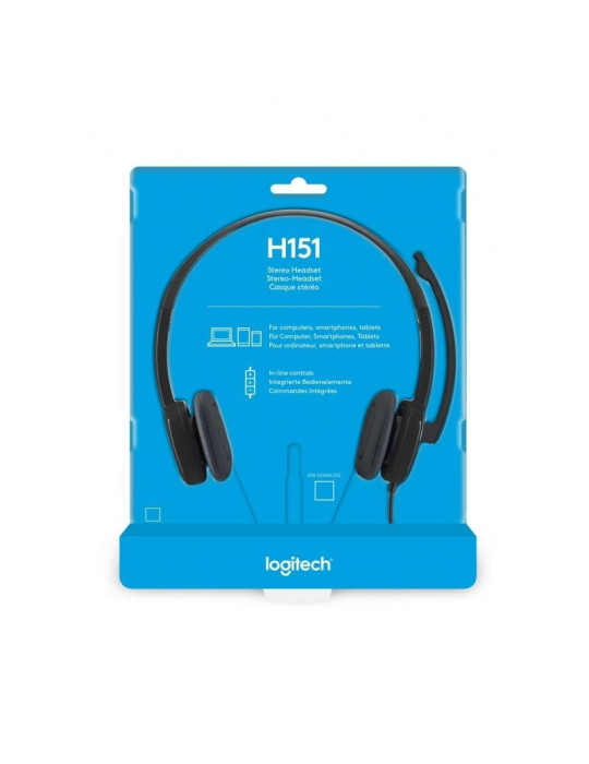 Auriculares Logitech H151/ con Micrófono/ Jack 3.5/ Negros