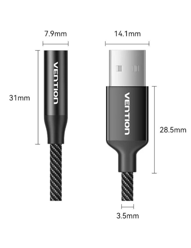 Conversor Vention CVEBC/ Jack 3.5 Hembra - USB Macho/ 1m/ Gris