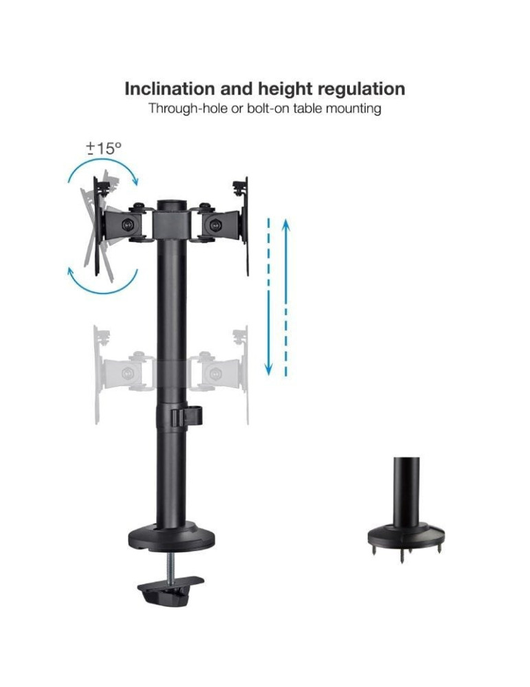 Soporte de Mesa para 2 Monitores TooQ DB1132TN-B/ Giratorio/ Inclinable/ hasta 8kg