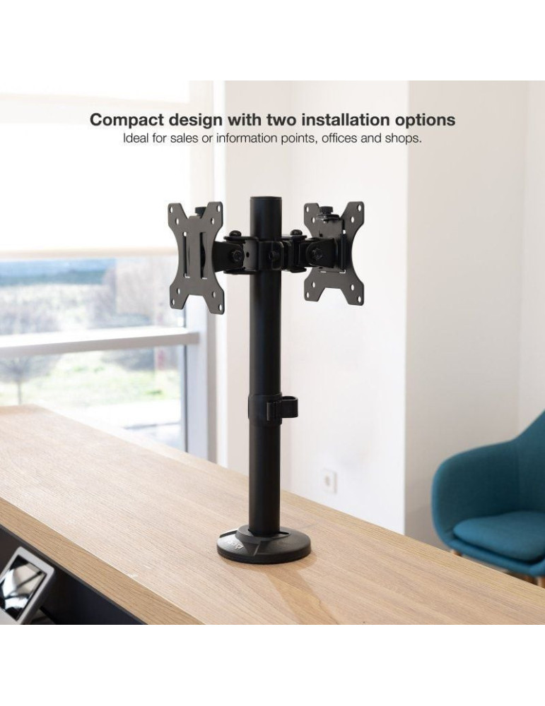 Soporte de Mesa para 2 Monitores TooQ DB1132TN-B/ Giratorio/ Inclinable/ hasta 8kg