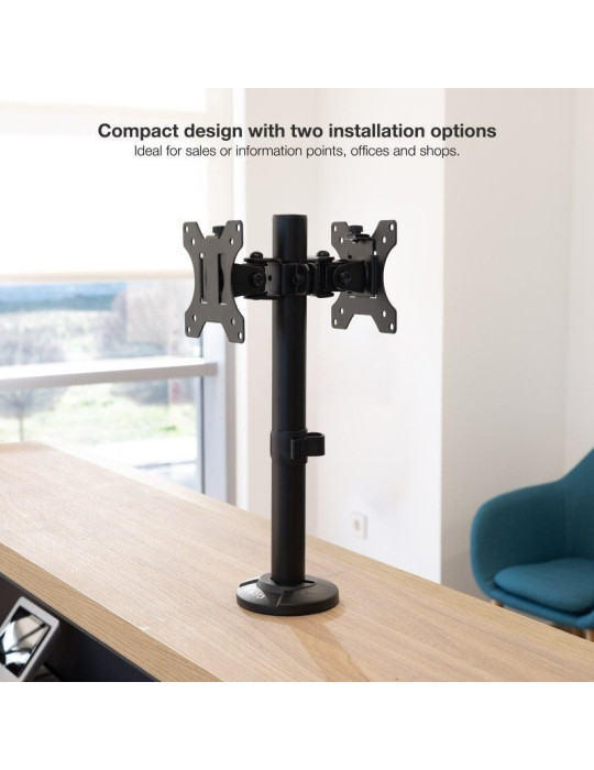 Soporte de Mesa para 2 Monitores TooQ DB1132TN-B/ Giratorio/ Inclinable/ hasta 8kg