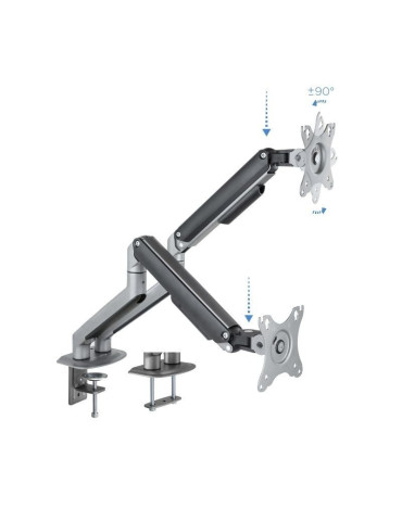 Soporte de Mesa para 2 Monitores TooQ DB4132TNR-G/ Giratorio/ Inclinable/ hasta 9kg 2