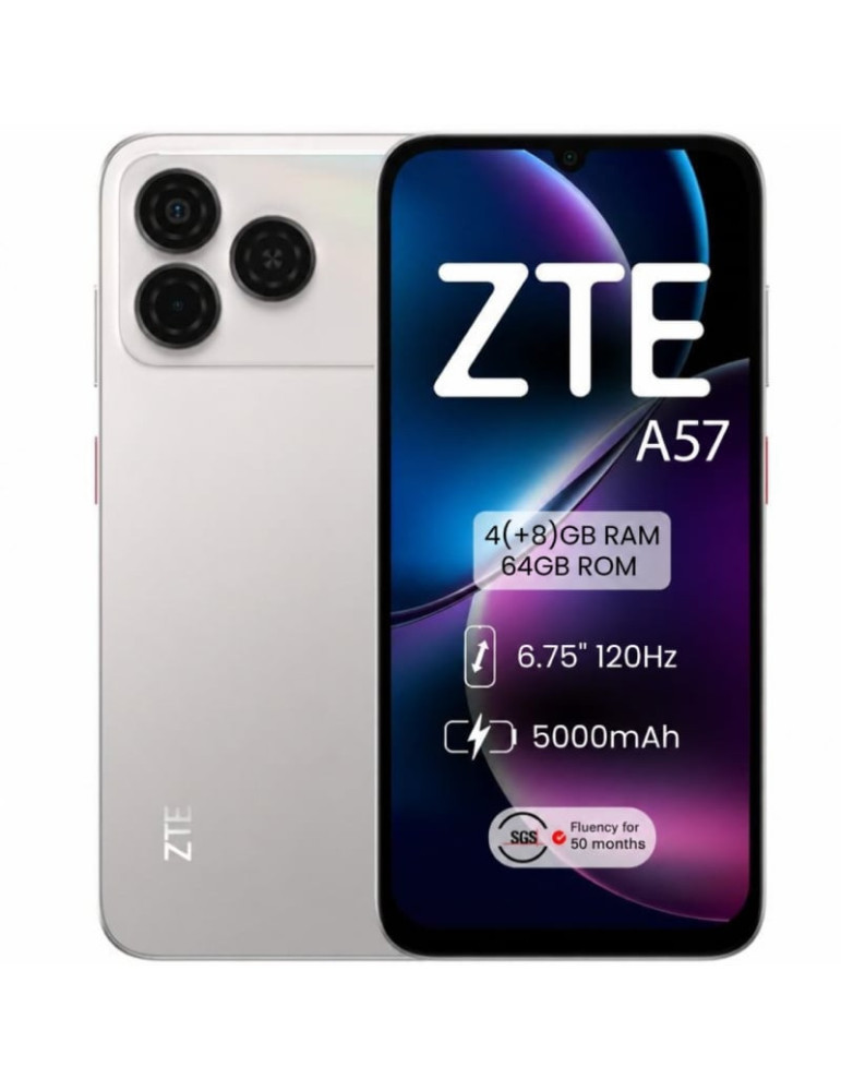 Smartphone ZTE A57 4GB/ 64GB/ 6.75"/ Plata