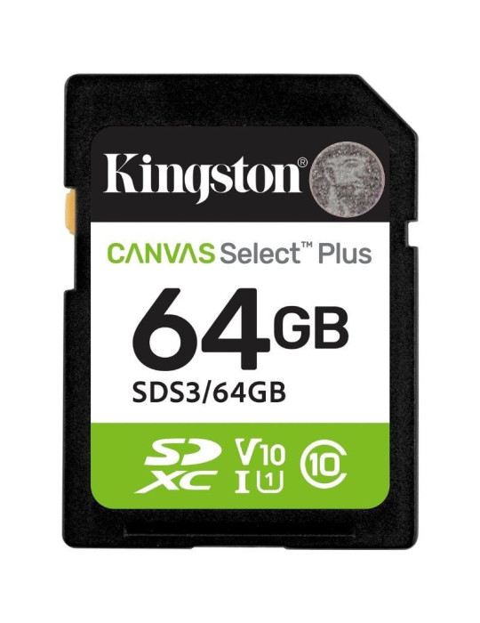 Tarjeta de Memoria Kingston CANVAS Select Plus 64GB SD XC/ Clase 10/ 100MBs