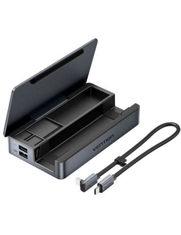Docking USB Tipo-C para Steam Deck / Switch Vention TPZH0/ 2xHDMI 4K/ 3xUSB/ 1xUSB Tipo-C/ 1xUSB Tipo-C PD/ 1xRJ45/ 1xLector Tar