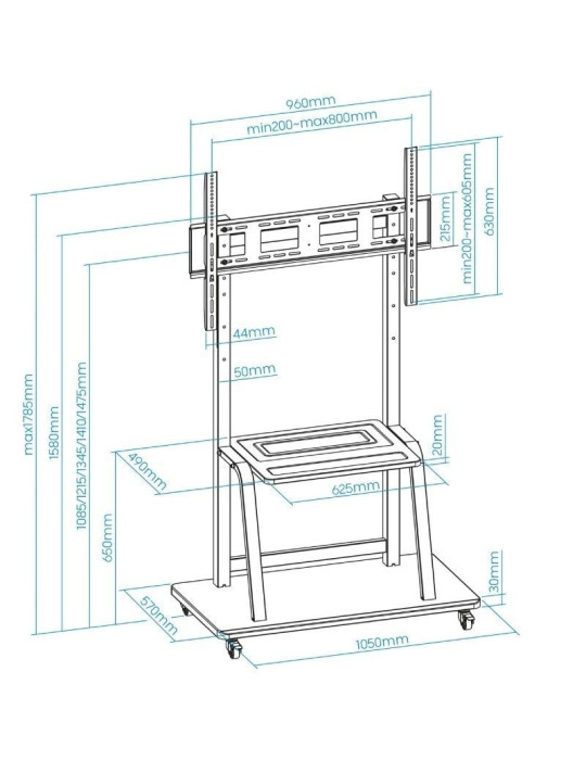 Soporte de Suelo Ajustable con Ruedas TooQ FS20101M-B para TV de 37-100"/ hasta 150kg