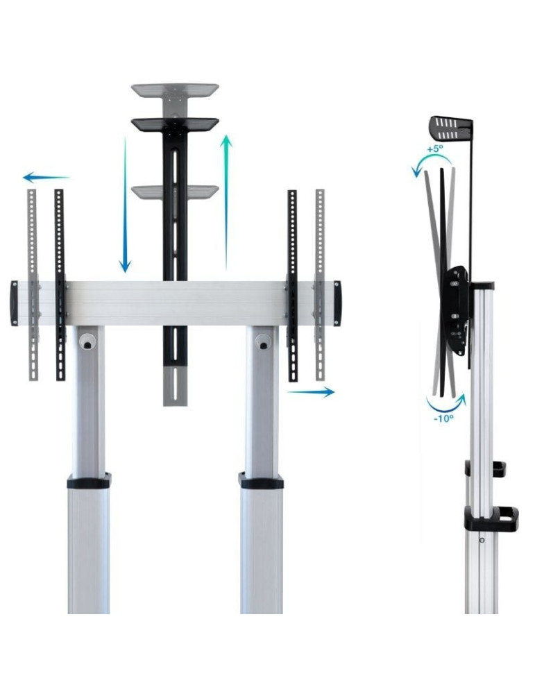 Soporte de Suelo Inclinable/ Ajustable con Ruedas TooQ FS20300M-B para TV de 60-100"/ hasta 100kg