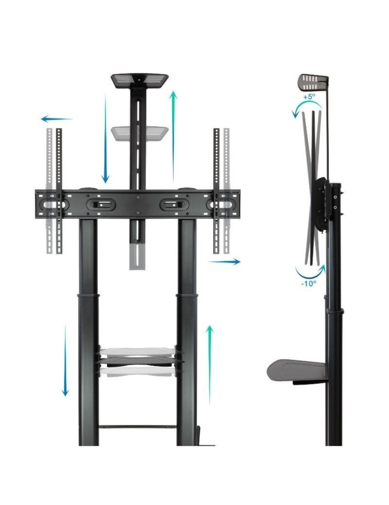 Soporte de Suelo con Ruedas Inclinable/ Nivelable TooQ FS20404HM-B para TV de 60-100"/ hasta 100kg