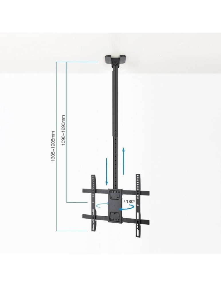 Soporte de Techo Giratorio/ Inclinable/ Nivelable TooQ LPCE1175TSLI-XL-B para TV de 32-75"/ hasta 60kg