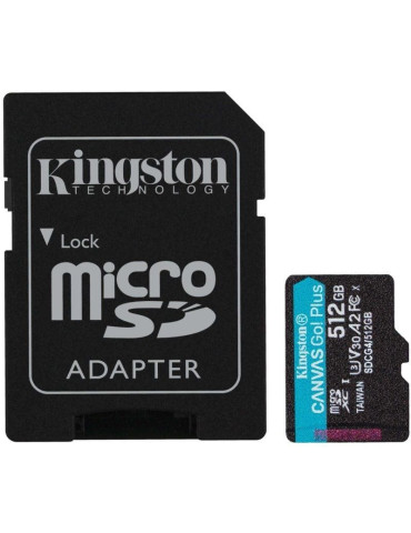 Tarjeta de Memoria Kingston CANVAS Go! Plus 512GB microSD XC con Adaptador/ Clase 10/ 200MBs